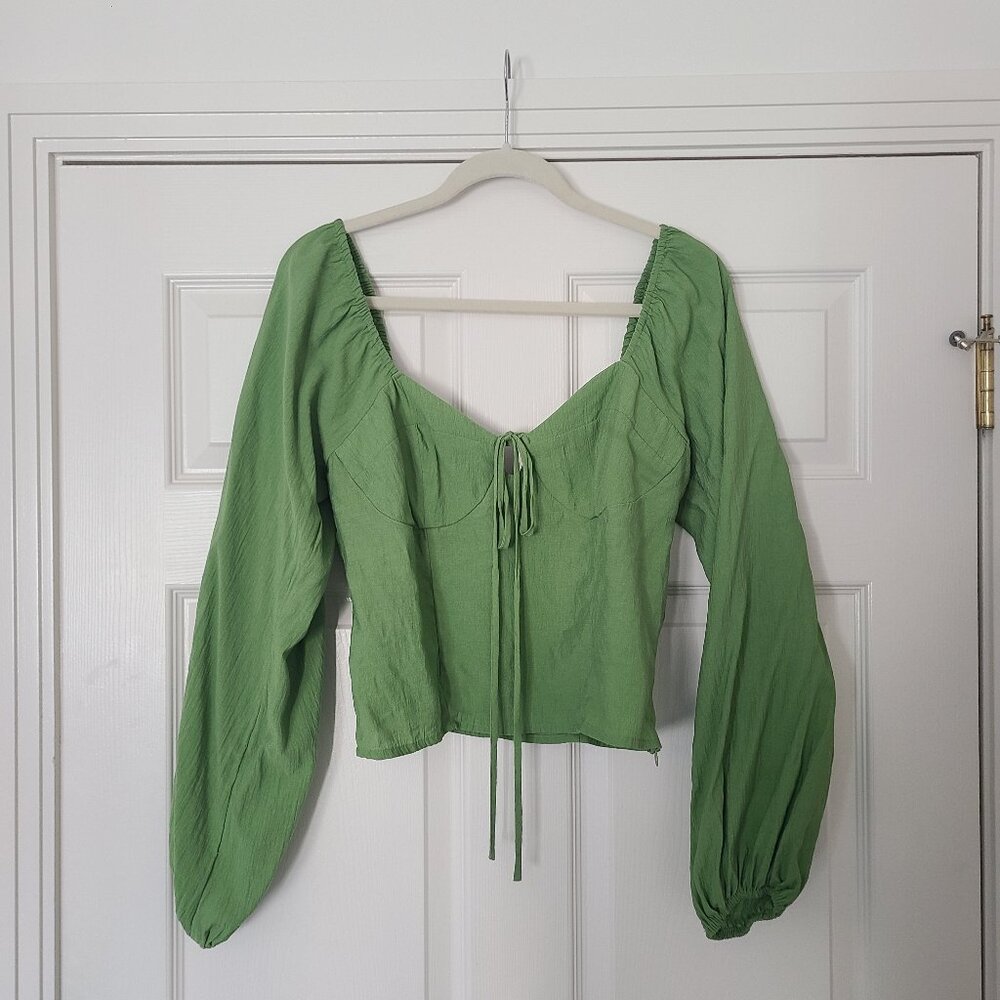 Light Green Ballon Sleeve Blouse